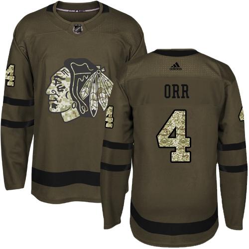 Adidas Blackhawks #4 Bobby Orr Green Salute to Service Stitched NHL Jersey - Click Image to Close